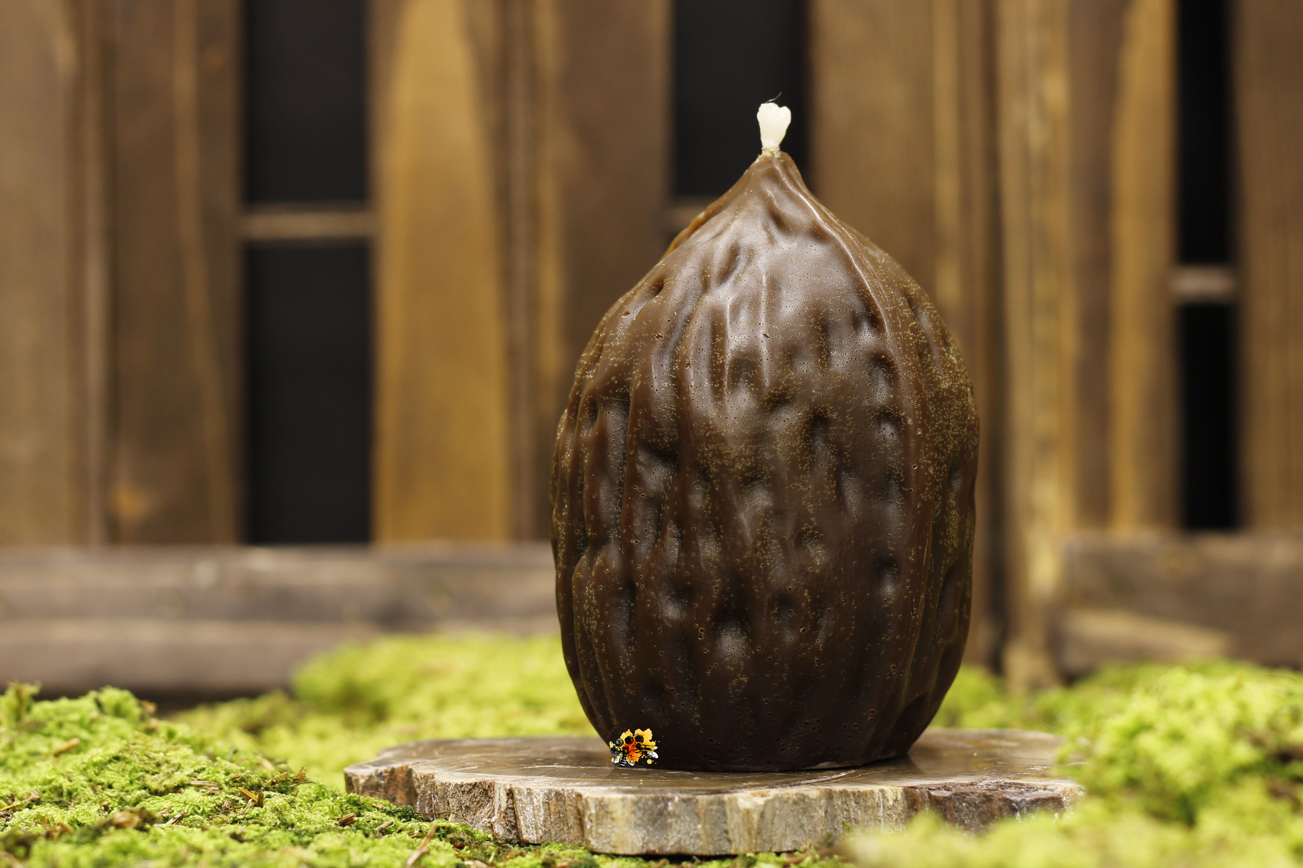 Walnuss braun, Bienenwachskerze