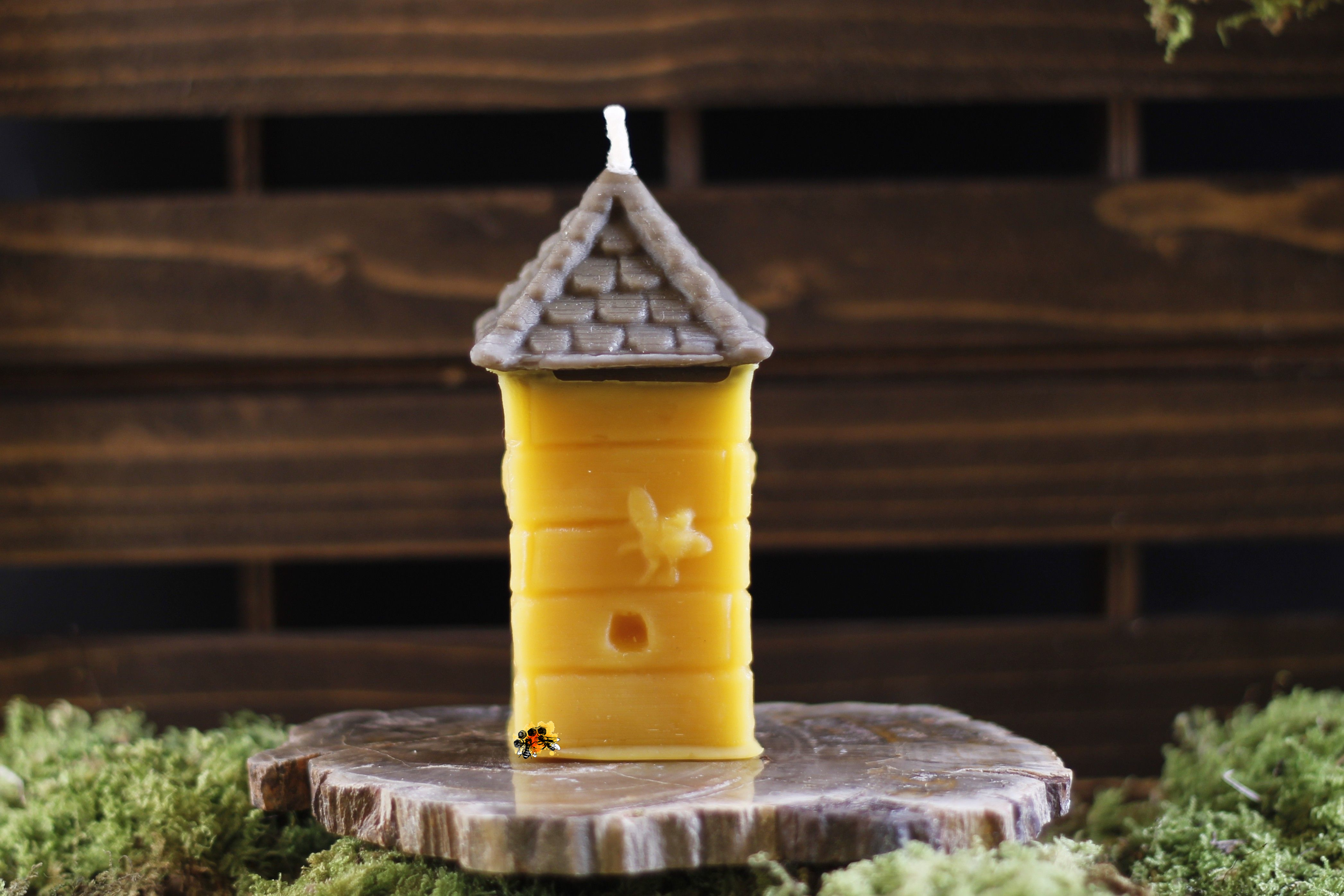 Bienenhaus "Stockzauber" Bienenwachskerze zweifarbig