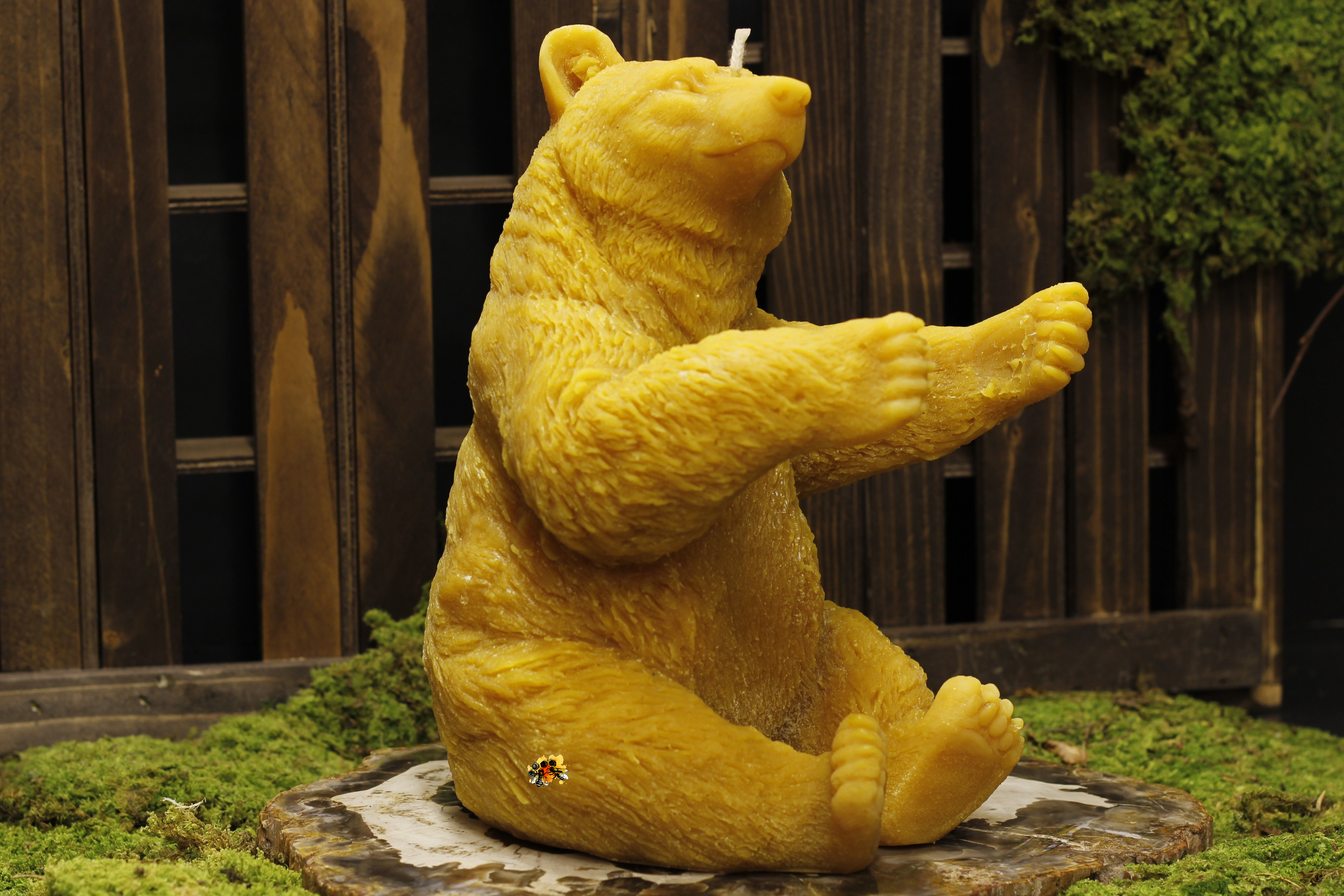 Bär "Paul" Flaschenhalter & Bienenwachskerze