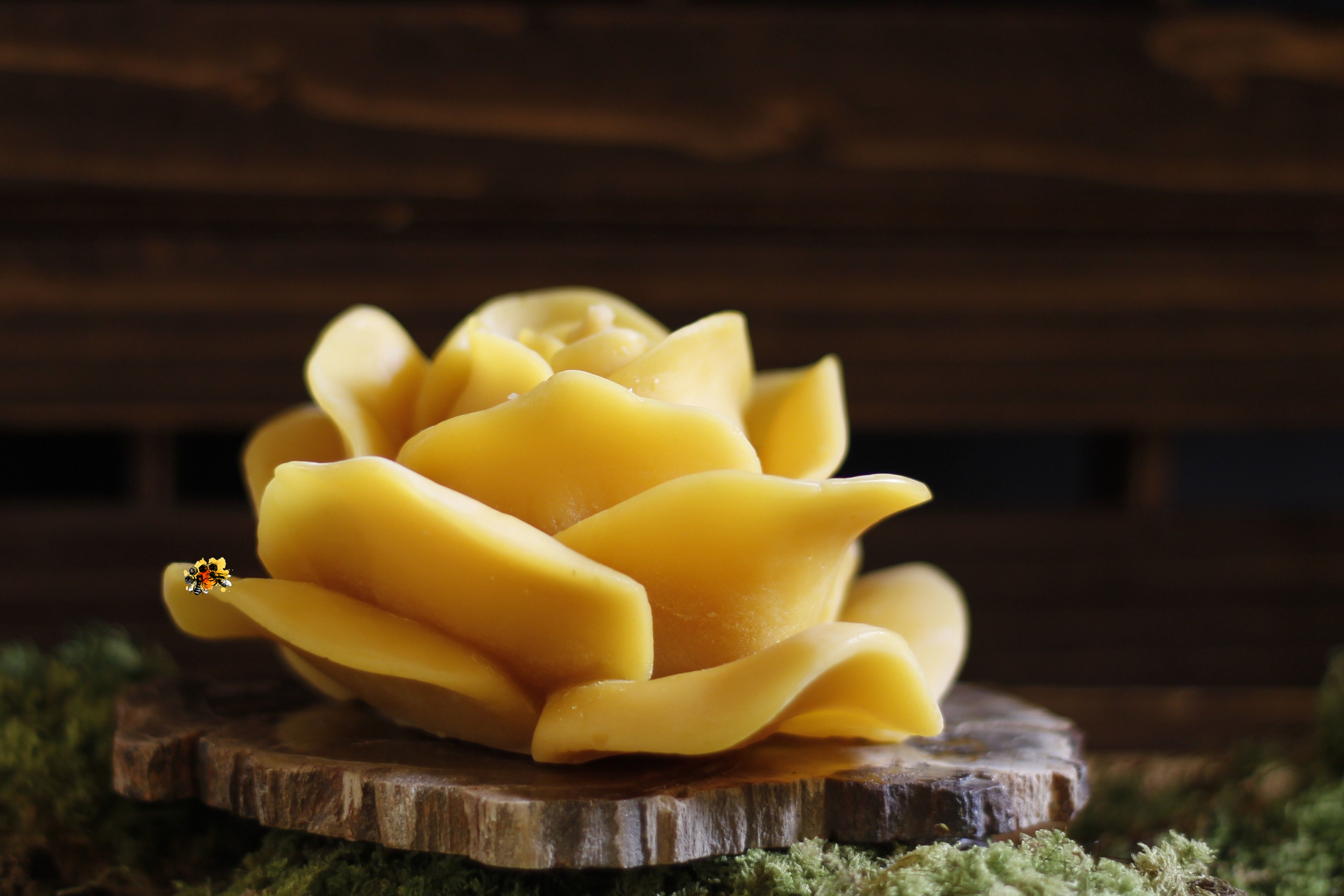 Blüte "Rose" Bienenwachskerze