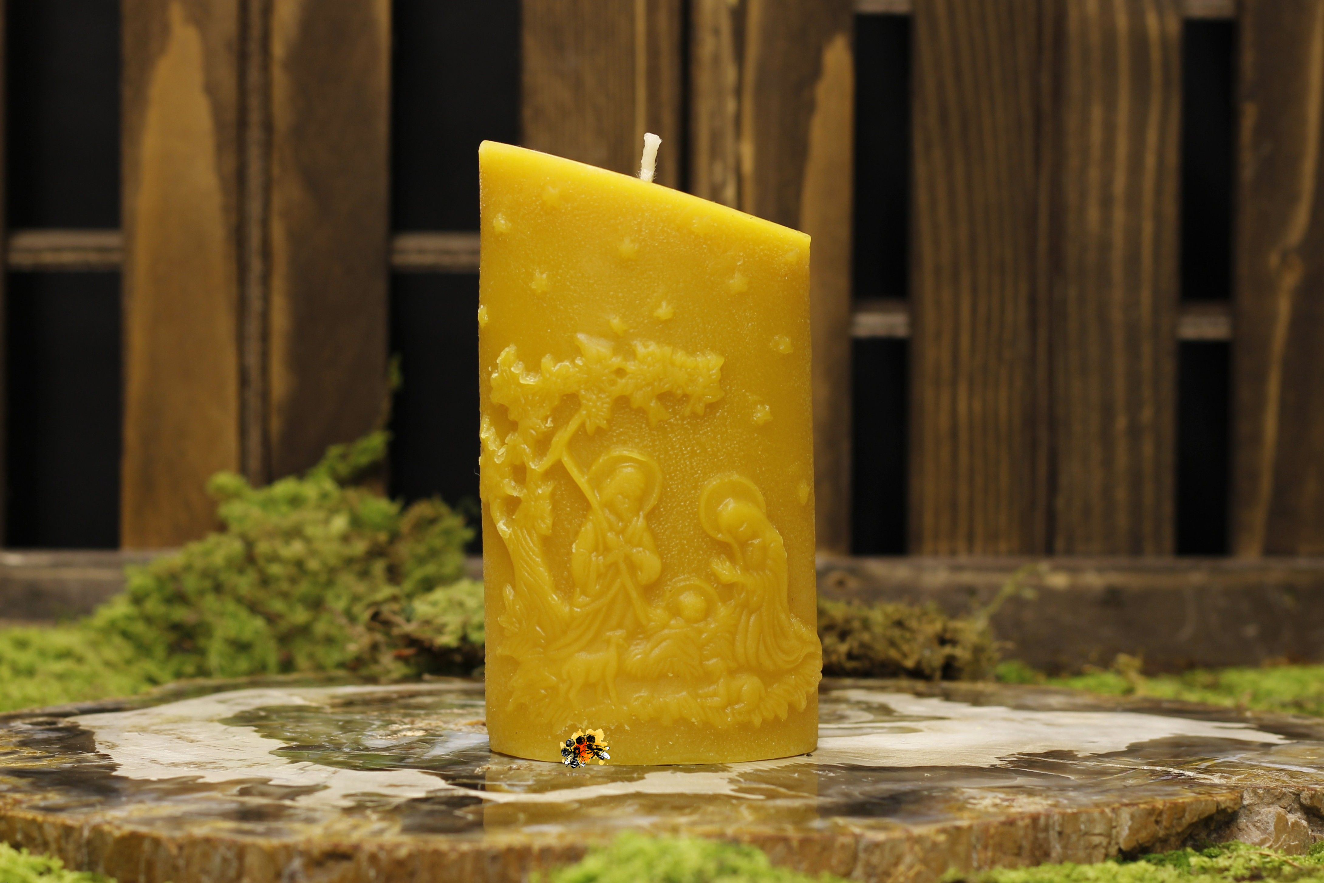 Stumpe "Maria & Josef" Bienenwachskerze