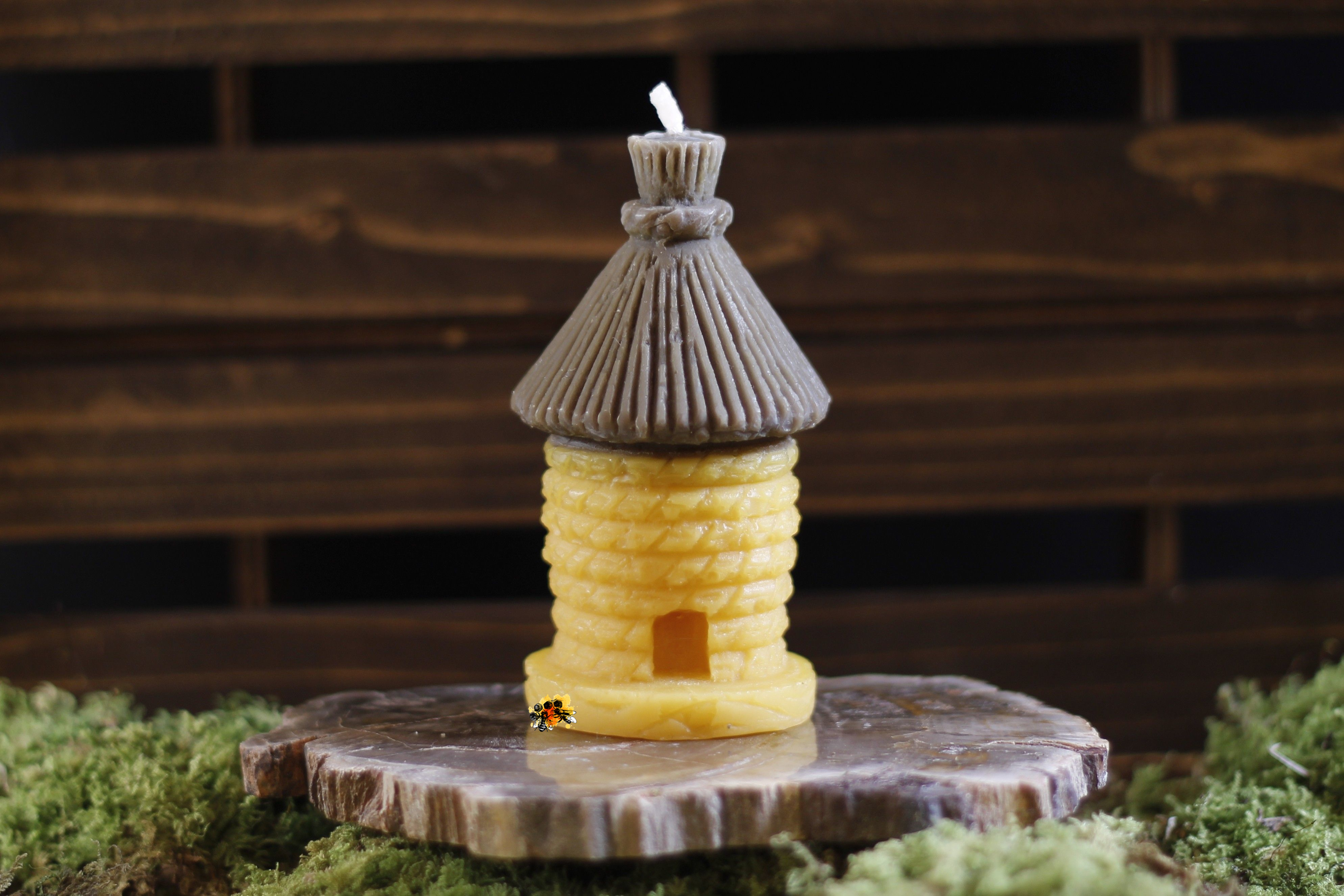 Bienenhaus "Honigheim" Bienenwachskerze zweifarbig